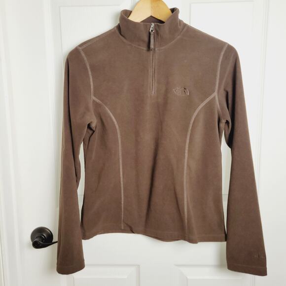North Face Top Womens Small Brown ALJO Fleece Pullover TKA 100 Fitted Athleisure - Picture 1 of 13